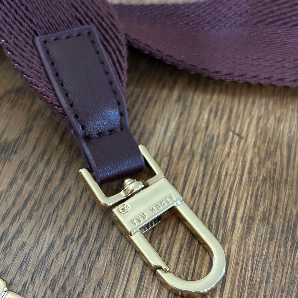 Ted Baker Maroon Bag Tote Straps with Gold Accents - Picture 3 of 7